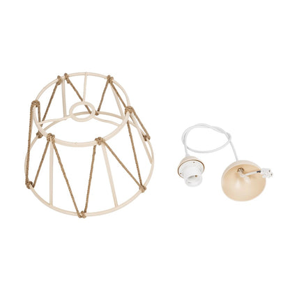 JUTE 203-0092 Μοντέρνο Κρεμαστό Φωτιστικό Οροφής με Ντουί 1 x E27 AC 220-240V IP20 - Μπεζ - Μ30 x Π30 x Υ23