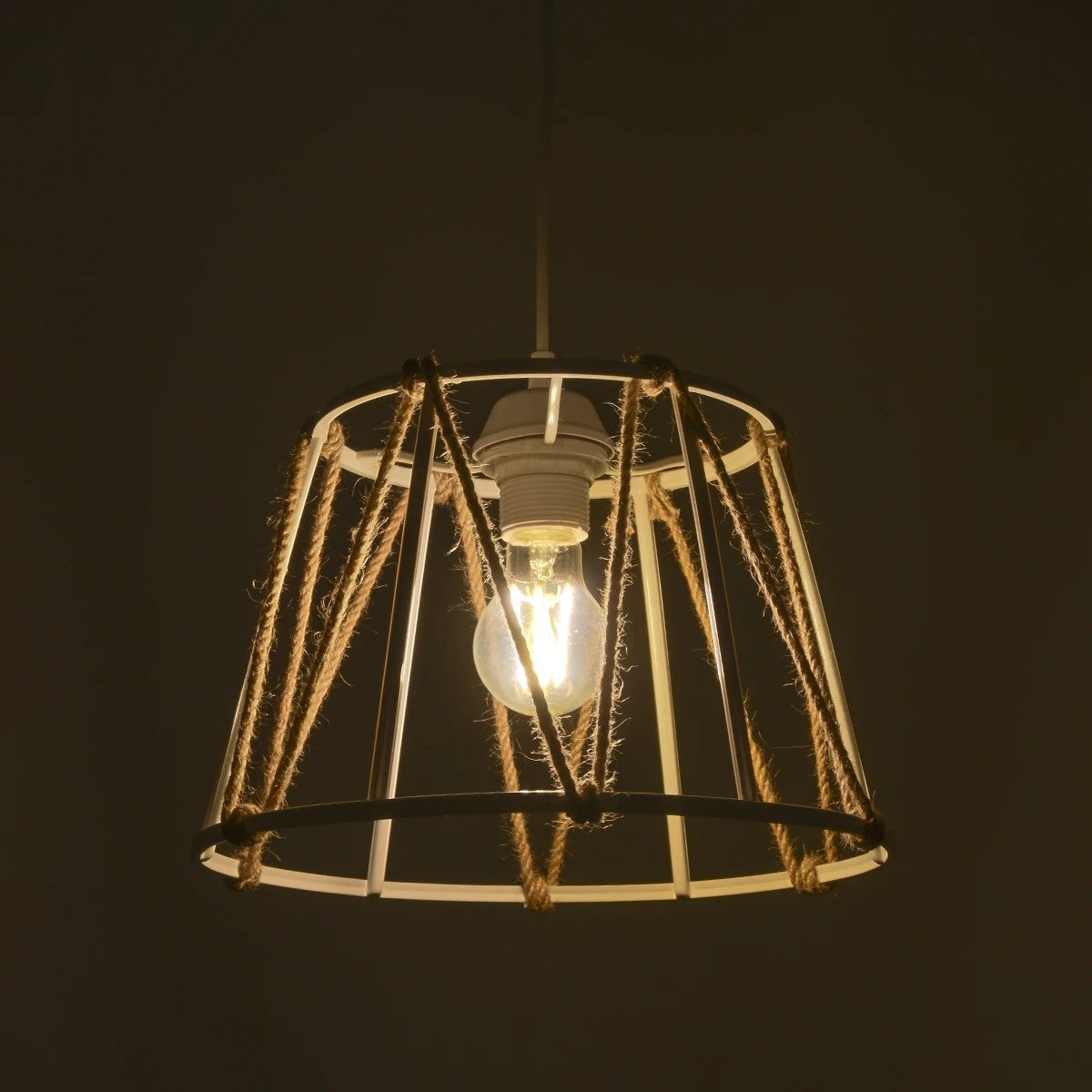 JUTE 203-0092 Μοντέρνο Κρεμαστό Φωτιστικό Οροφής με Ντουί 1 x E27 AC 220-240V IP20 - Μπεζ - Μ30 x Π30 x Υ23