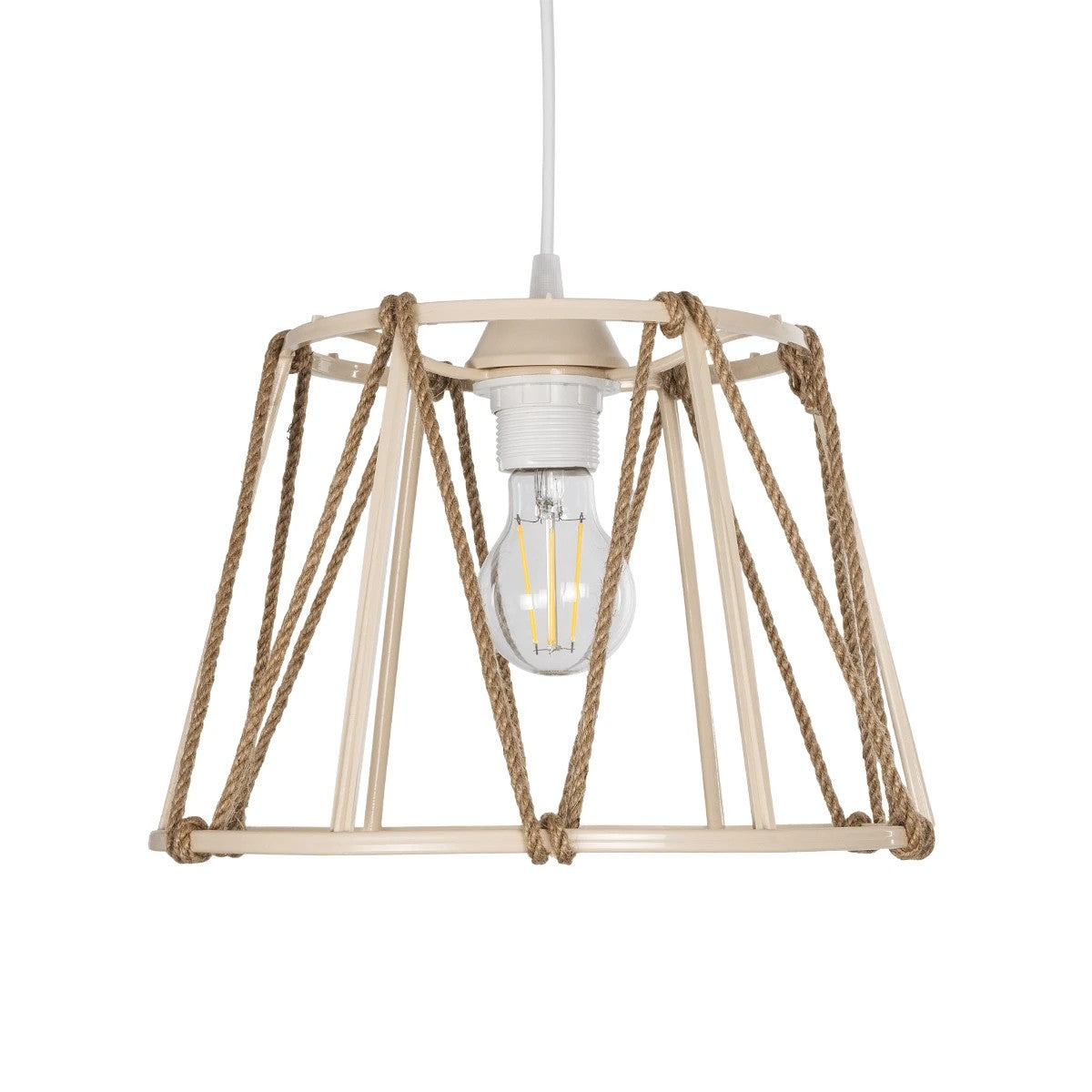 JUTE 203-0092 Μοντέρνο Κρεμαστό Φωτιστικό Οροφής με Ντουί 1 x E27 AC 220-240V IP20 - Μπεζ - Μ30 x Π30 x Υ23