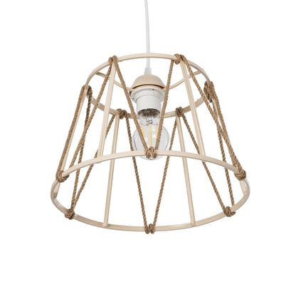 JUTE 203-0092 Μοντέρνο Κρεμαστό Φωτιστικό Οροφής με Ντουί 1 x E27 AC 220-240V IP20 - Μπεζ - Μ30 x Π30 x Υ23