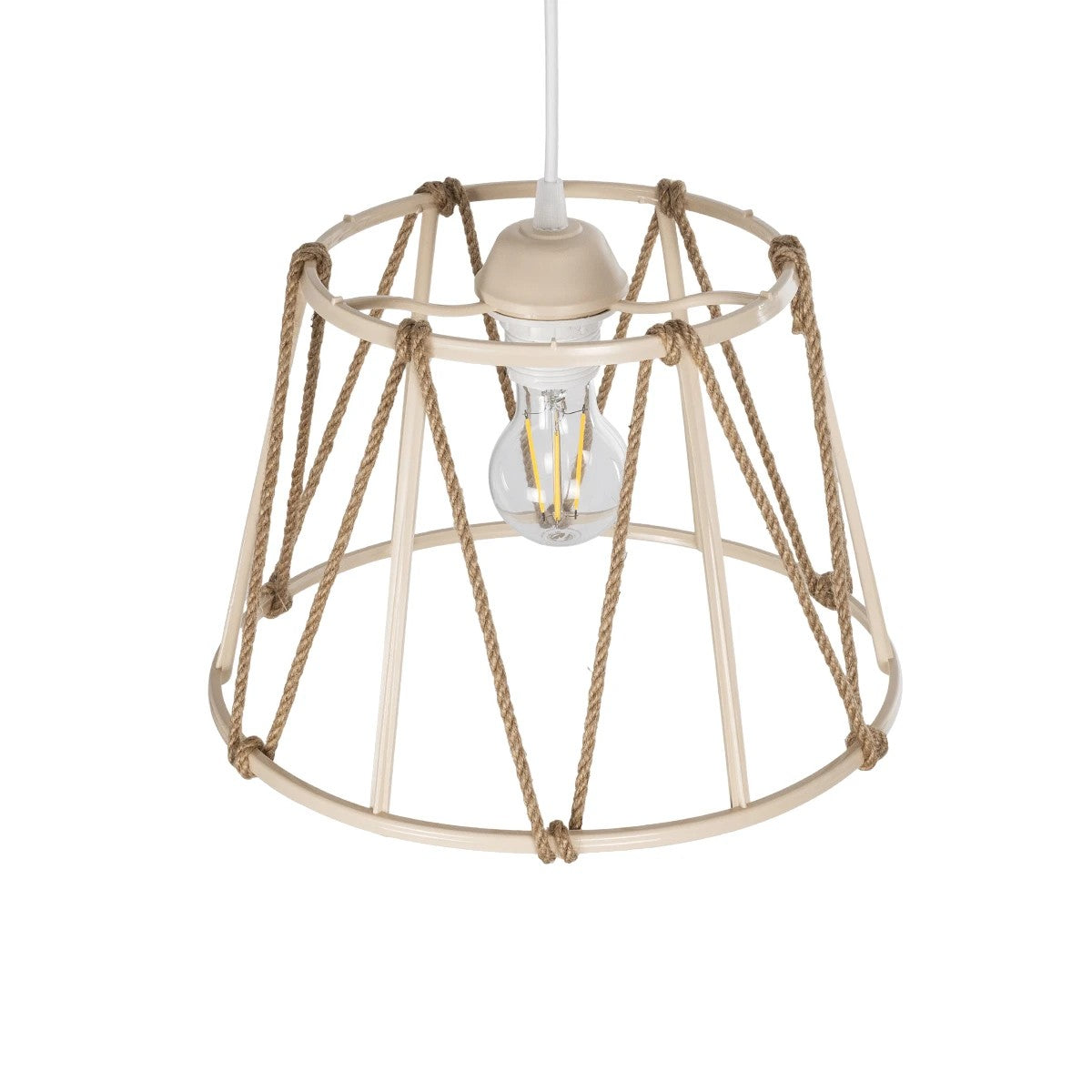 JUTE 203-0092 Μοντέρνο Κρεμαστό Φωτιστικό Οροφής με Ντουί 1 x E27 AC 220-240V IP20 - Μπεζ - Μ30 x Π30 x Υ23