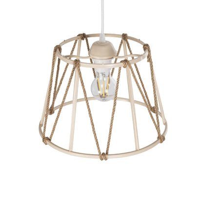 JUTE 203-0092 Μοντέρνο Κρεμαστό Φωτιστικό Οροφής με Ντουί 1 x E27 AC 220-240V IP20 - Μπεζ - Μ30 x Π30 x Υ23