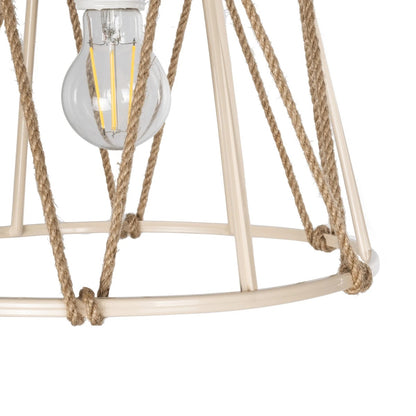 JUTE 203-0092 Μοντέρνο Κρεμαστό Φωτιστικό Οροφής με Ντουί 1 x E27 AC 220-240V IP20 - Μπεζ - Μ30 x Π30 x Υ23