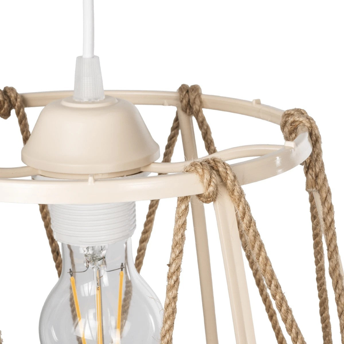 JUTE 203-0092 Μοντέρνο Κρεμαστό Φωτιστικό Οροφής με Ντουί 1 x E27 AC 220-240V IP20 - Μπεζ - Μ30 x Π30 x Υ23