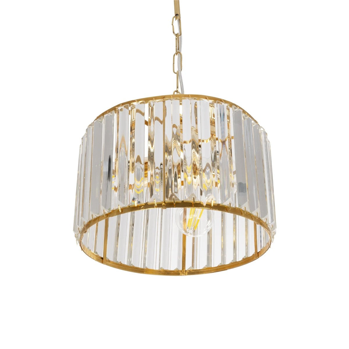 GLAMOROUS 203-0094 Κλασικό Κρεμαστό Φωτιστικό Οροφής με Ντουί 3 x E27 AC 220-240V IP20 - Χρυσό & Διάφανο - Μ28 x Π28 x Υ21.5