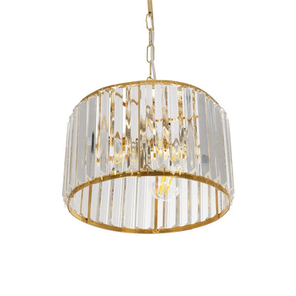 GLAMOROUS 203-0094 Κλασικό Κρεμαστό Φωτιστικό Οροφής με Ντουί 3 x E27 AC 220-240V IP20 - Χρυσό & Διάφανο - Μ28 x Π28 x Υ21.5
