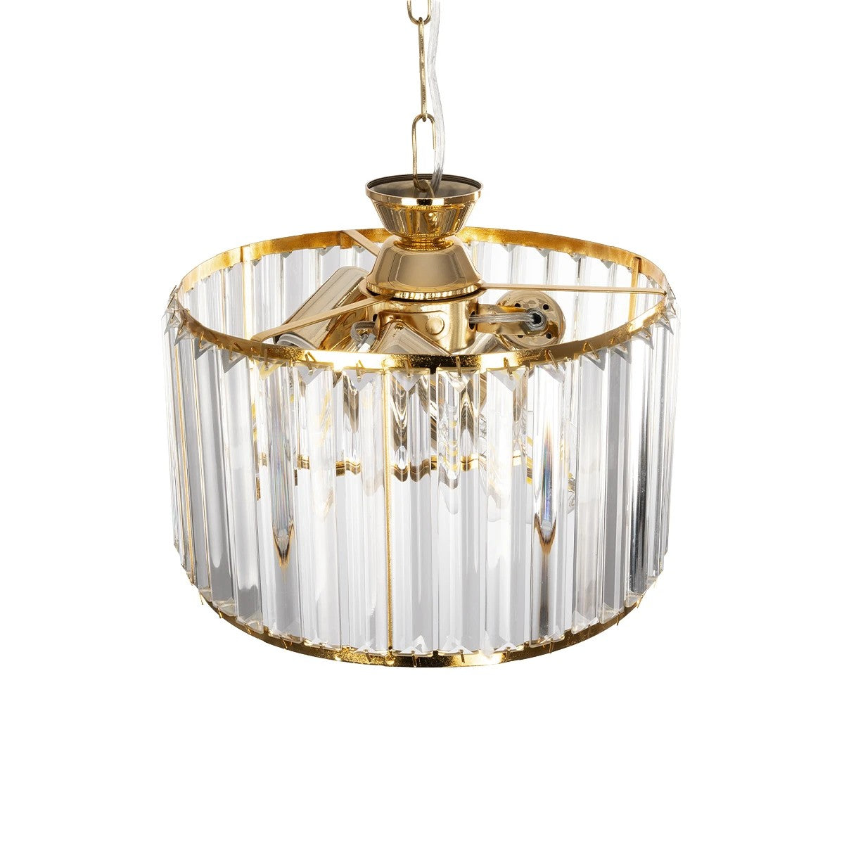 GLAMOROUS 203-0094 Κλασικό Κρεμαστό Φωτιστικό Οροφής με Ντουί 3 x E27 AC 220-240V IP20 - Χρυσό & Διάφανο - Μ28 x Π28 x Υ21.5