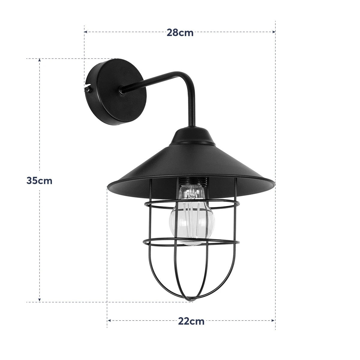 CAGE 203-0096 Vintage Επιτοίχιο Φωτιστικό Απλίκα Μονόφωτο 1 x E27 IP20 Μαύρο Πλαστικό - M22 x Π28 x Υ35