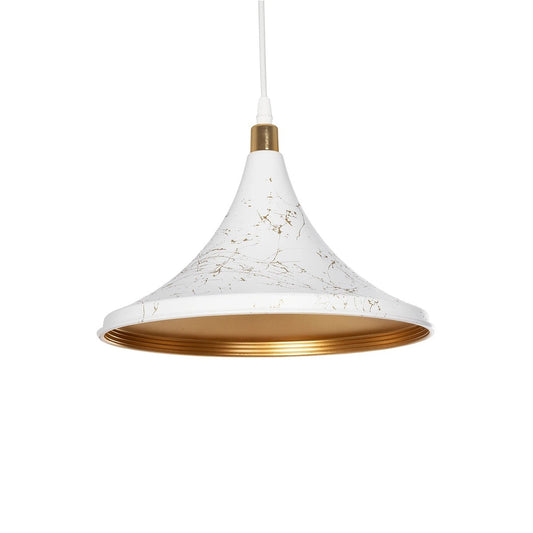 MARBLE 203-0098 Μοντέρνο Κρεμαστό Φωτιστικό Οροφής με Ντουί 1 x E27 AC 220-240V IP20 - Λεύκο & Χρυσό - Μ30 x Π30 x Υ20