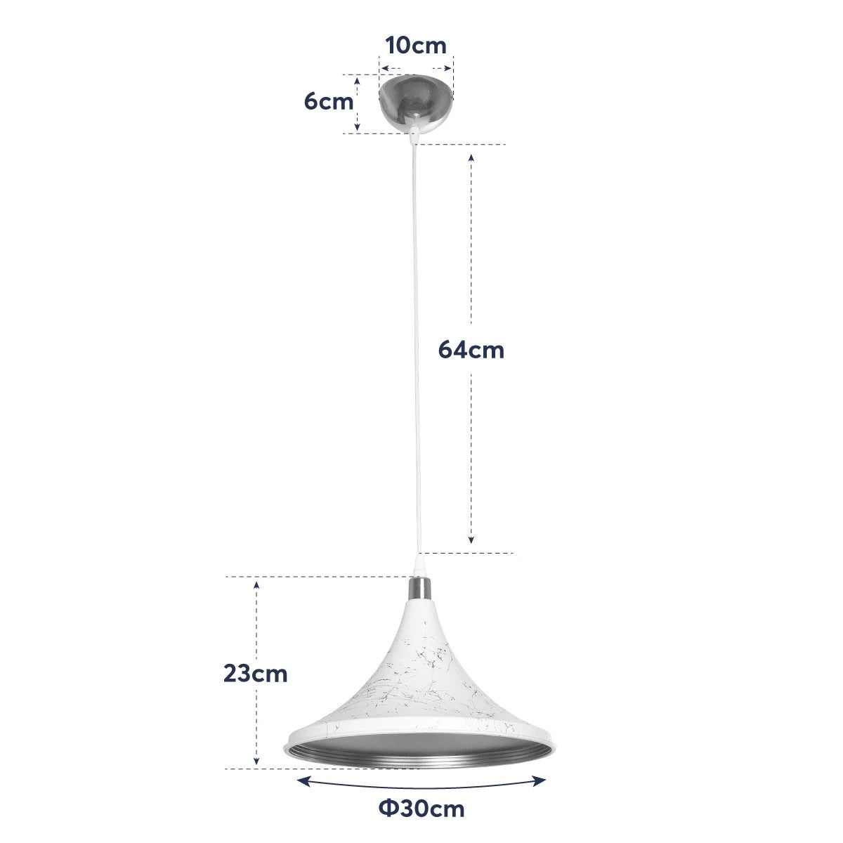 MARBLE 203-0098 Μοντέρνο Κρεμαστό Φωτιστικό Οροφής με Ντουί 1 x E27 AC 220-240V IP20 - Λεύκο & Χρυσό - Μ30 x Π30 x Υ20