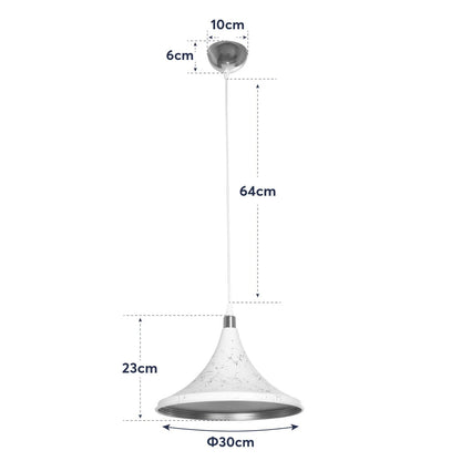 MARBLE 203-0098 Μοντέρνο Κρεμαστό Φωτιστικό Οροφής με Ντουί 1 x E27 AC 220-240V IP20 - Λεύκο & Χρυσό - Μ30 x Π30 x Υ20