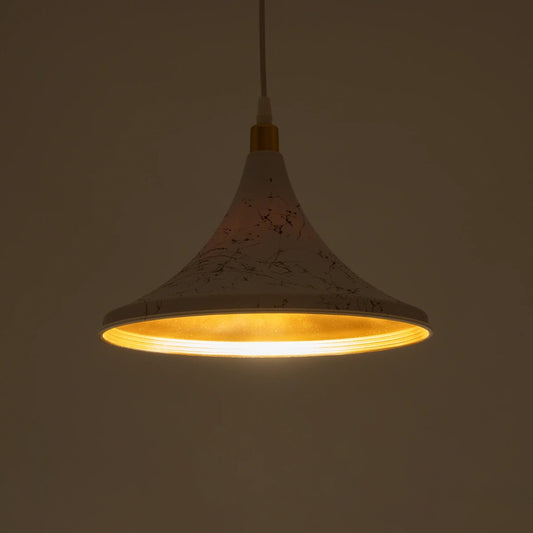 MARBLE 203-0098 Μοντέρνο Κρεμαστό Φωτιστικό Οροφής με Ντουί 1 x E27 AC 220-240V IP20 - Λεύκο & Χρυσό - Μ30 x Π30 x Υ20