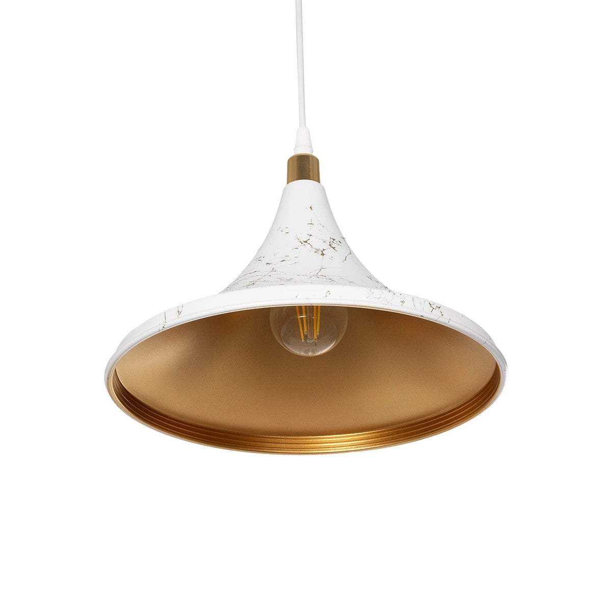 MARBLE 203-0098 Μοντέρνο Κρεμαστό Φωτιστικό Οροφής με Ντουί 1 x E27 AC 220-240V IP20 - Λεύκο & Χρυσό - Μ30 x Π30 x Υ20