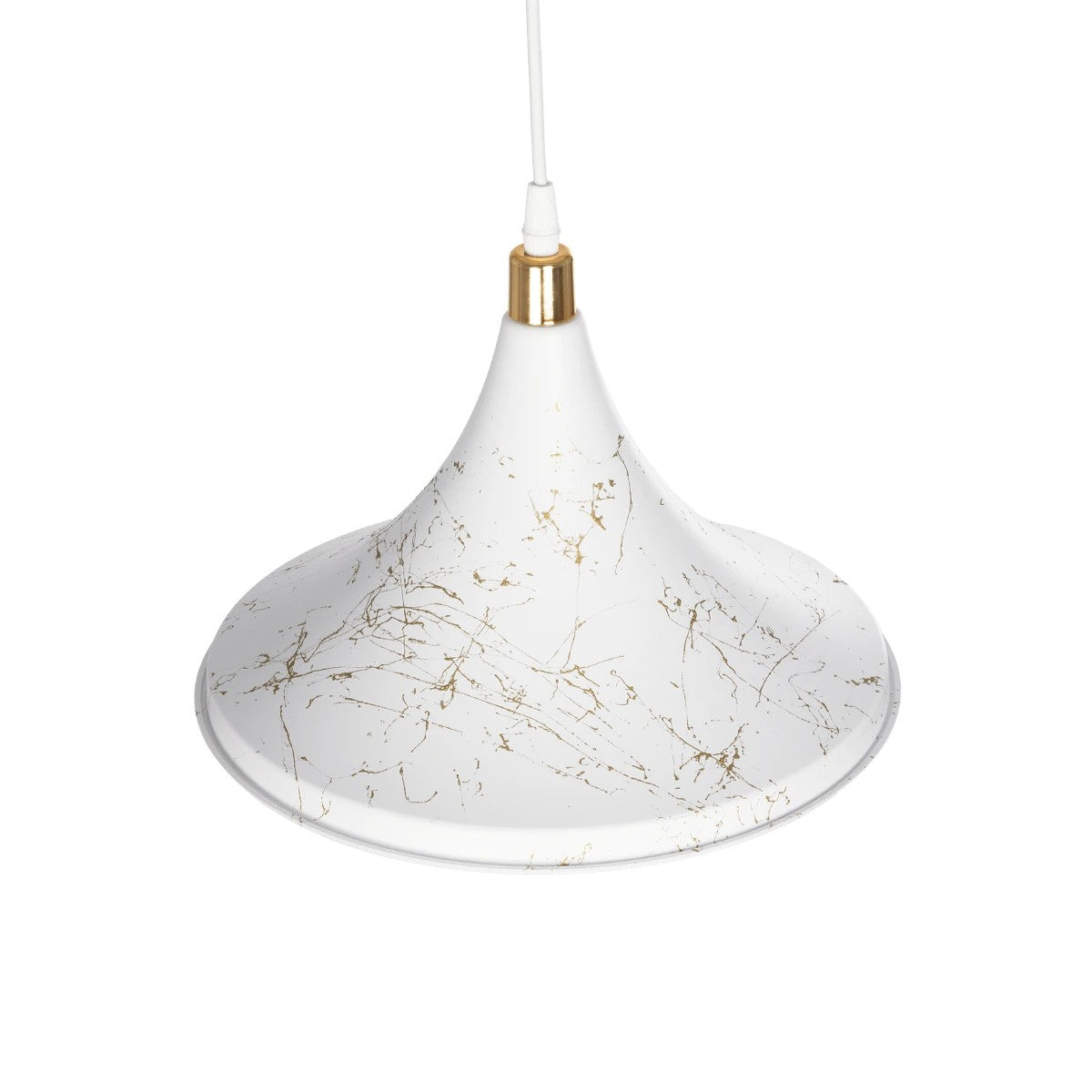 MARBLE 203-0098 Μοντέρνο Κρεμαστό Φωτιστικό Οροφής με Ντουί 1 x E27 AC 220-240V IP20 - Λεύκο & Χρυσό - Μ30 x Π30 x Υ20