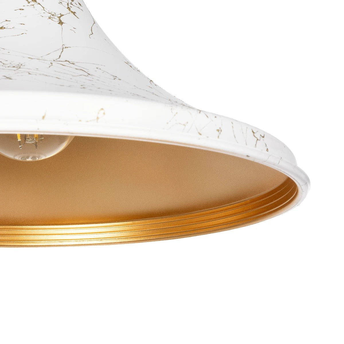 MARBLE 203-0098 Μοντέρνο Κρεμαστό Φωτιστικό Οροφής με Ντουί 1 x E27 AC 220-240V IP20 - Λεύκο & Χρυσό - Μ30 x Π30 x Υ20