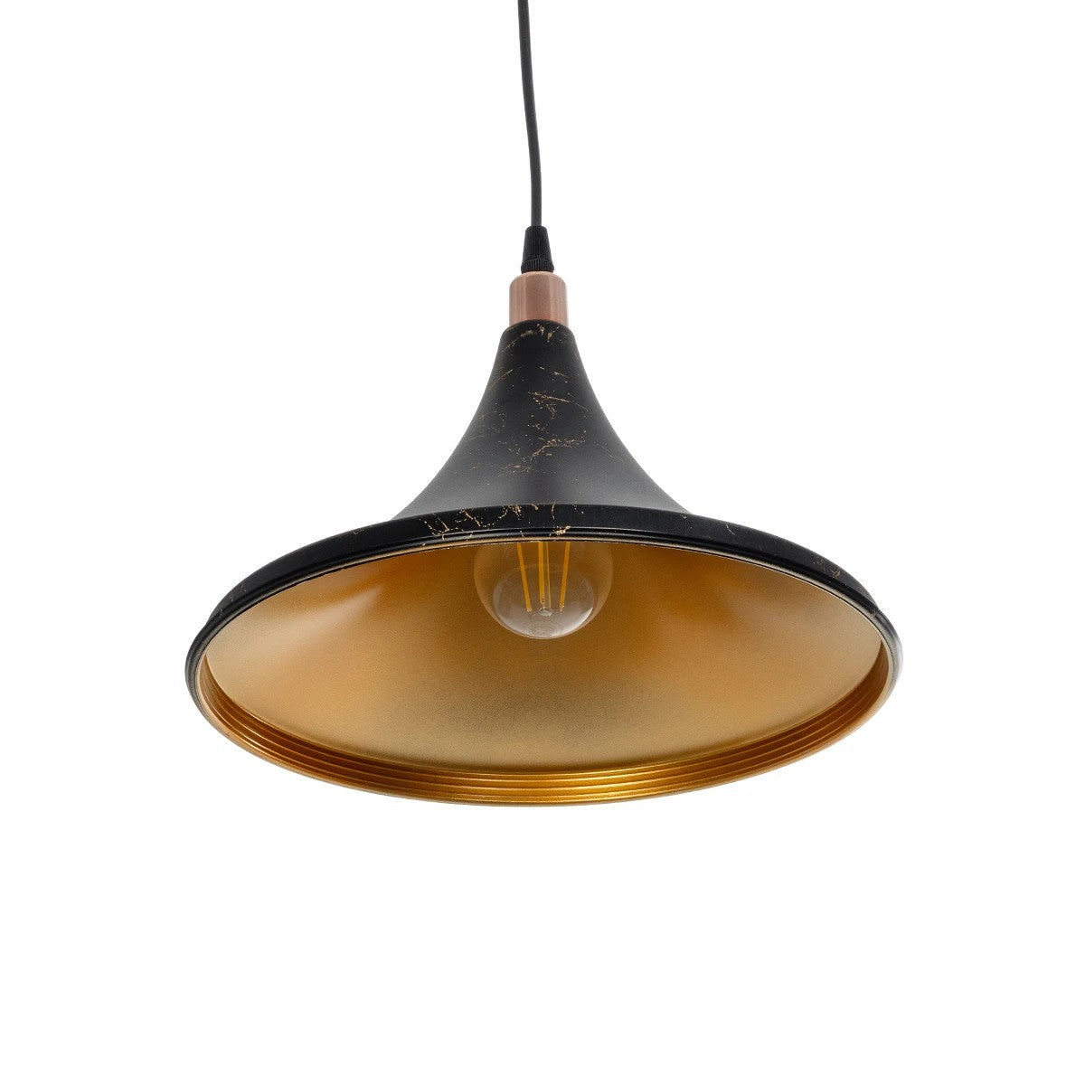 MARBLE 203-0099 Μοντέρνο Κρεμαστό Φωτιστικό Οροφής με Ντουί 1 x E27 AC 220-240V IP20 - Μαύρο & Χρυσό - Μ30 x Π30 x Υ20