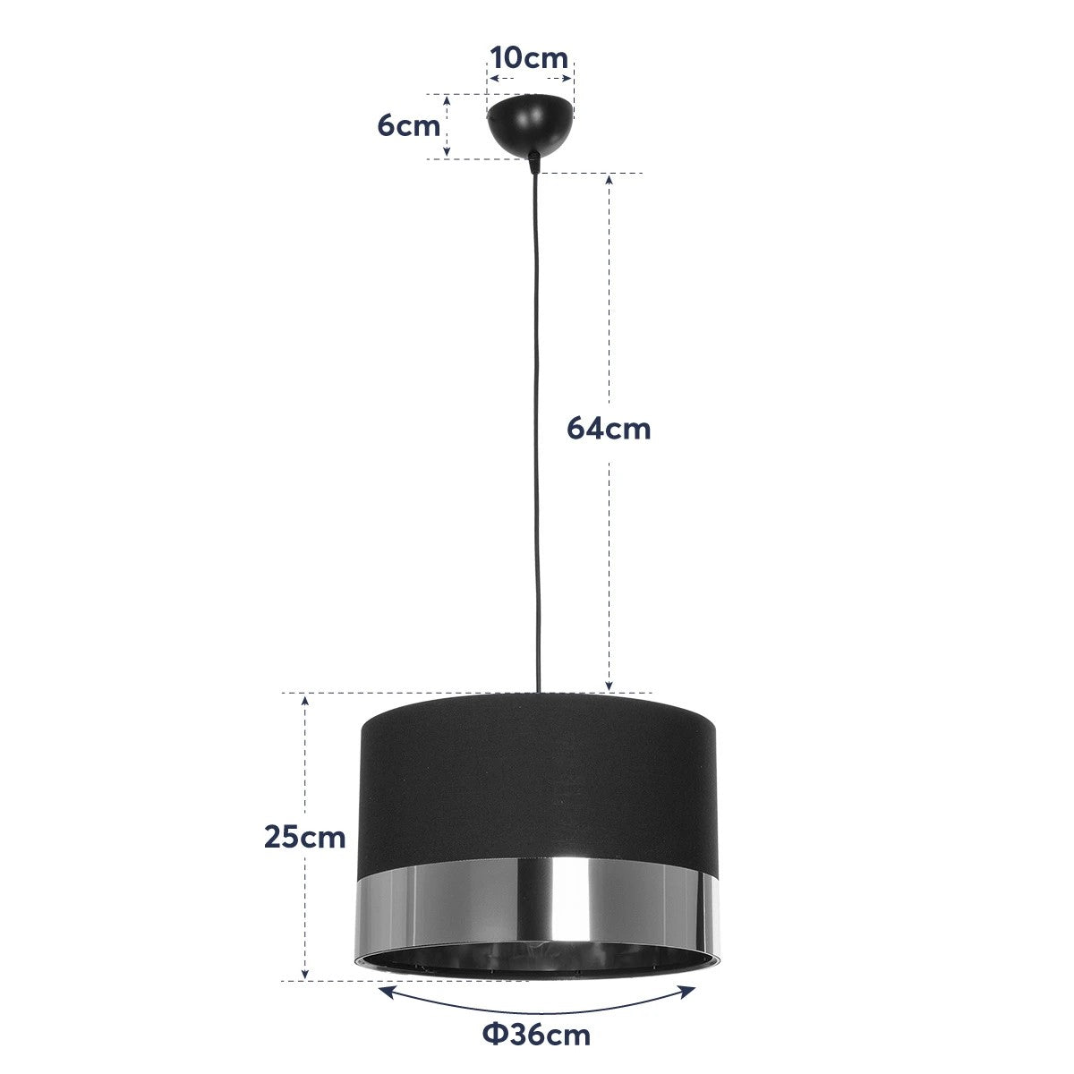 ZYKLUS 203-0100 Μοντέρνο Κρεμαστό Φωτιστικό Οροφής με Ντουί 1 x E27 AC 220-240V IP20 - Μαύρο & Χρυσό - Μ36 x Π36 x Υ25