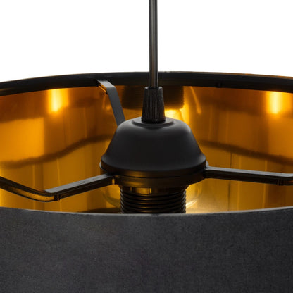 ZYKLUS 203-0100 Μοντέρνο Κρεμαστό Φωτιστικό Οροφής με Ντουί 1 x E27 AC 220-240V IP20 - Μαύρο & Χρυσό - Μ36 x Π36 x Υ25