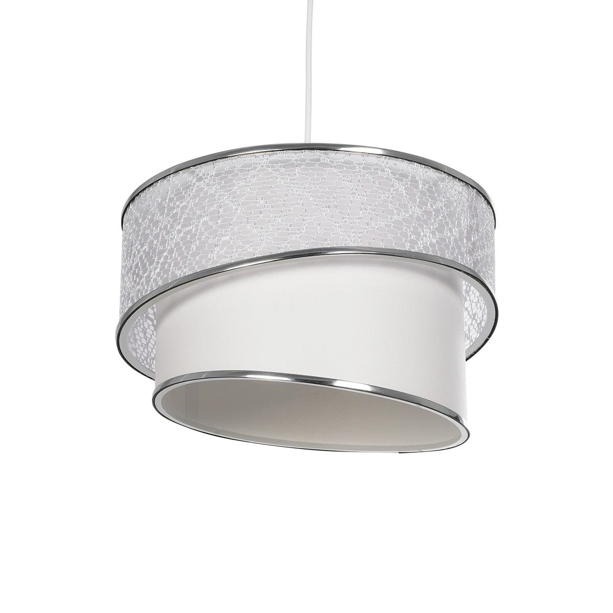 SONIA 203-0115 Μοντέρνο Κρεμαστό Φωτιστικό Οροφής με Ντουί 1 x E27 AC 220-240V IP20 - Λευκό & Ασημί - Μ30 x Π30 x Υ24