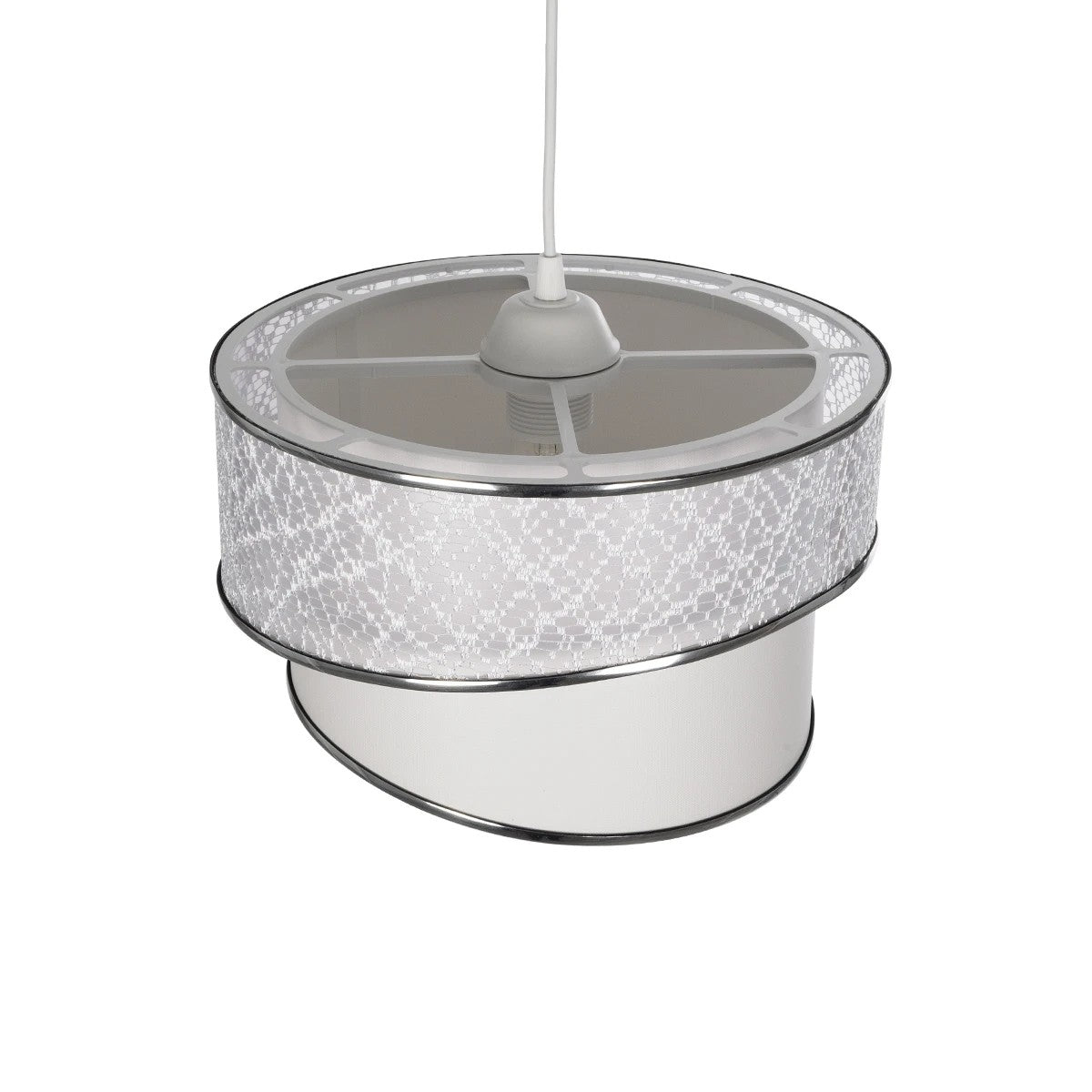 SONIA 203-0115 Μοντέρνο Κρεμαστό Φωτιστικό Οροφής με Ντουί 1 x E27 AC 220-240V IP20 - Λευκό & Ασημί - Μ30 x Π30 x Υ24