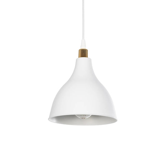 RADE 203-0125 Μοντέρνο Κρεμαστό Φωτιστικό Οροφής με Ντουί 1 x E27 AC 220-240V IP20 - Λευκό & Χρυσό - Μ18.5 x Π18.5 x Υ23