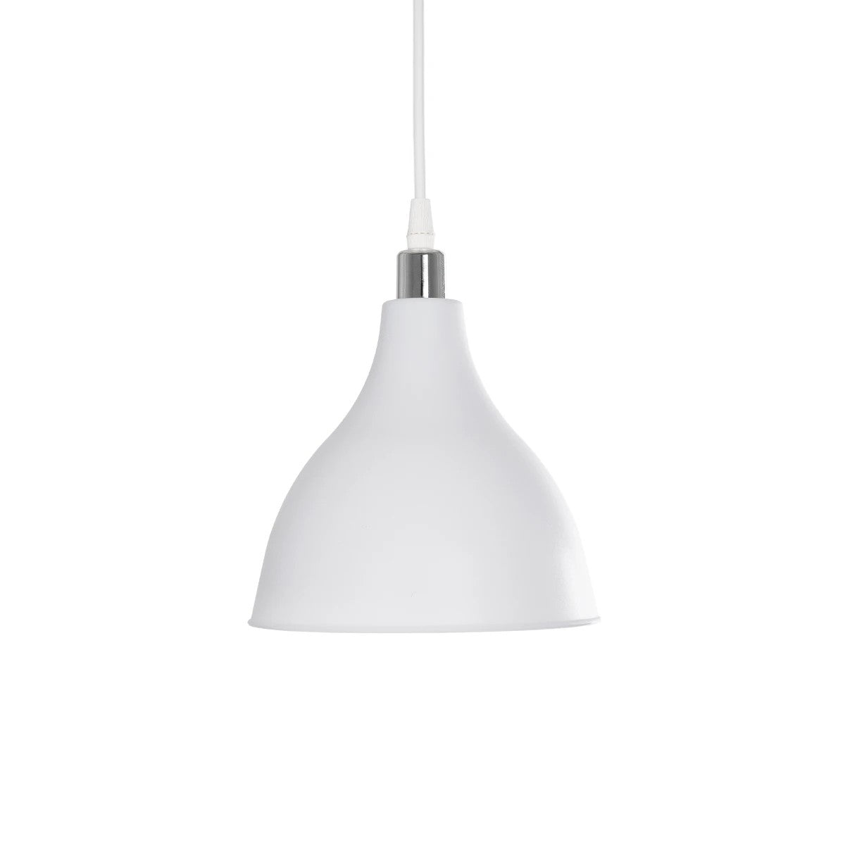 RADE 203-0126 Μοντέρνο Κρεμαστό Φωτιστικό Οροφής με Ντουί 1 x E27 AC 220-240V IP20 - Λευκό & Ασημί - Μ18.5 x Π18.5 x Υ23