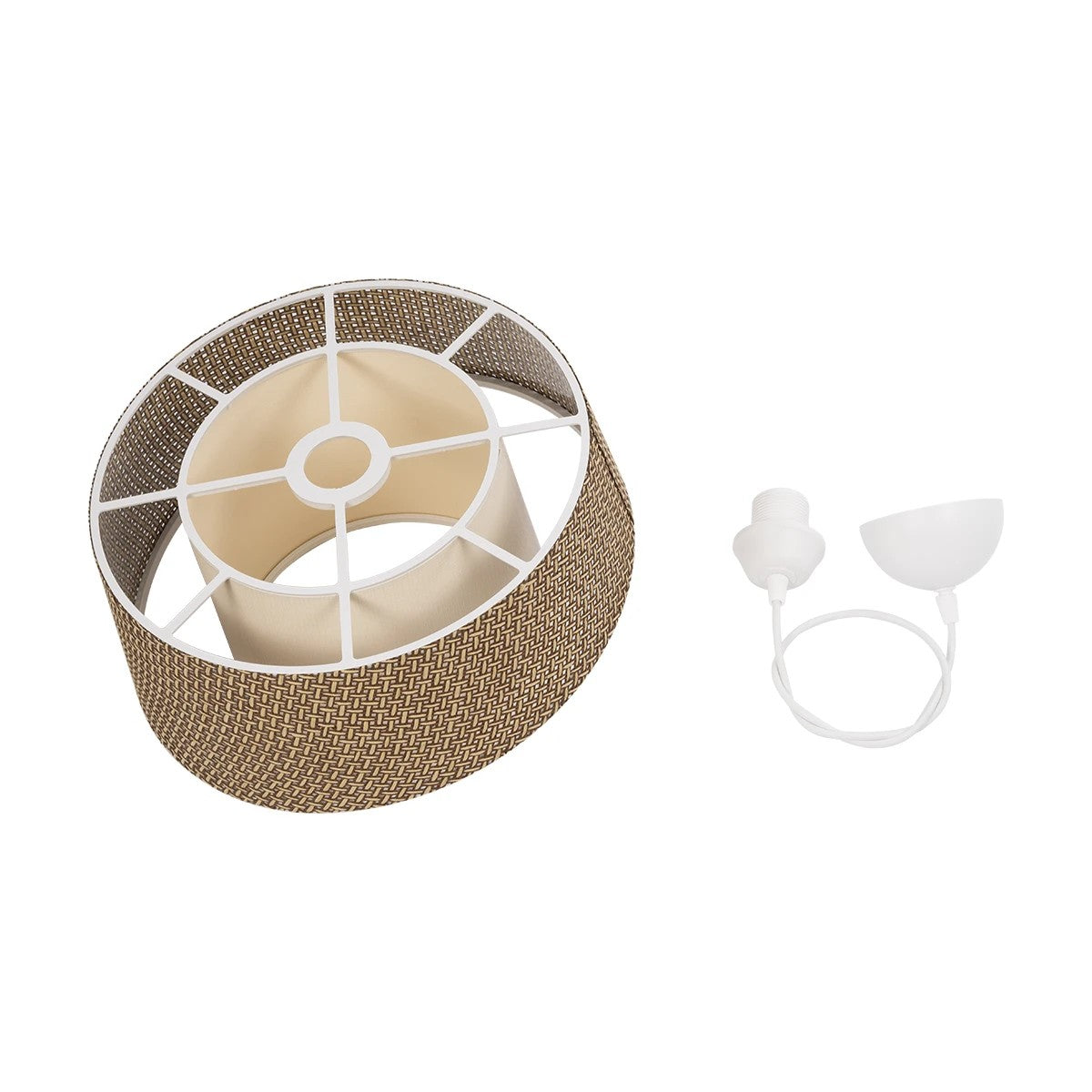 ALINA 203-0129 Μοντέρνο Κρεμαστό Φωτιστικό Οροφής με Ντουί 1 x E27 AC 220-240V IP20 - Καφέ & Μπεζ - Μ30 x Π30 x Υ20