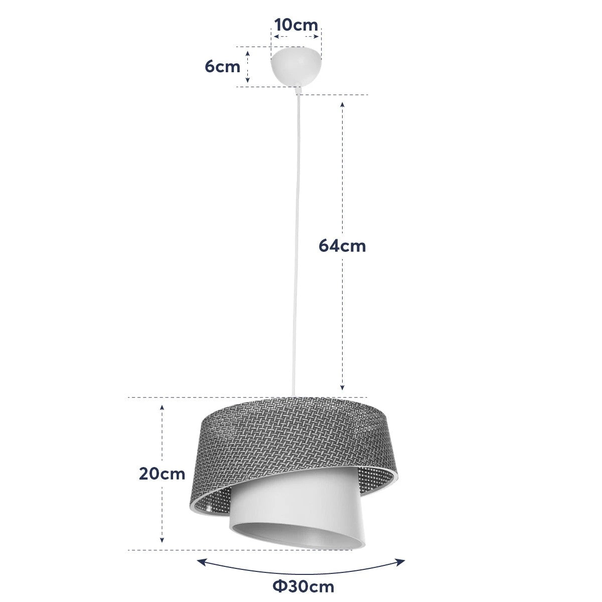 ALINA 203-0129 Μοντέρνο Κρεμαστό Φωτιστικό Οροφής με Ντουί 1 x E27 AC 220-240V IP20 - Καφέ & Μπεζ - Μ30 x Π30 x Υ20