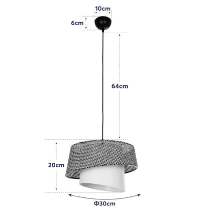ALINA 203-0130 Μοντέρνο Κρεμαστό Φωτιστικό Οροφής με Ντουί 1 x E27 AC 220-240V IP20 - Γκρι & Λευκό - Μ30 x Π30 x Υ20