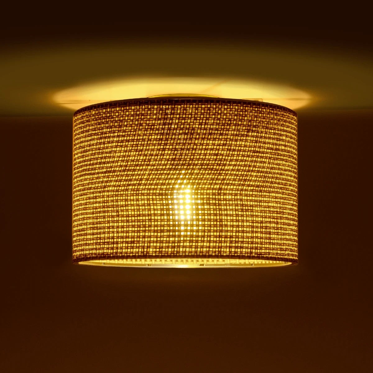 CILIO 203-0151 Μοντέρνο Φωτιστικό Οροφής Καπέλο Μονόφωτο 1 x E27 IP20 Καφέ Διάτρητο Ύφασμα - Μ30 x Π30 x Υ22