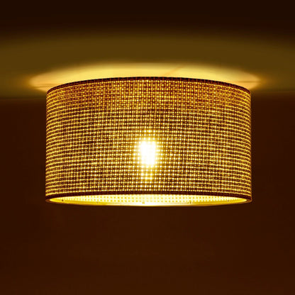 CILIO 203-0156 Μοντέρνο Φωτιστικό Οροφής Καπέλο Μονόφωτο 1 x E27 IP20 Καφέ Διάτρητο Ύφασμα - Μ38 x Π38 x Υ23