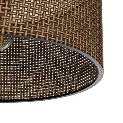 CILIO 203-0156 Μοντέρνο Φωτιστικό Οροφής Καπέλο Μονόφωτο 1 x E27 IP20 Καφέ Διάτρητο Ύφασμα - Μ38 x Π38 x Υ23