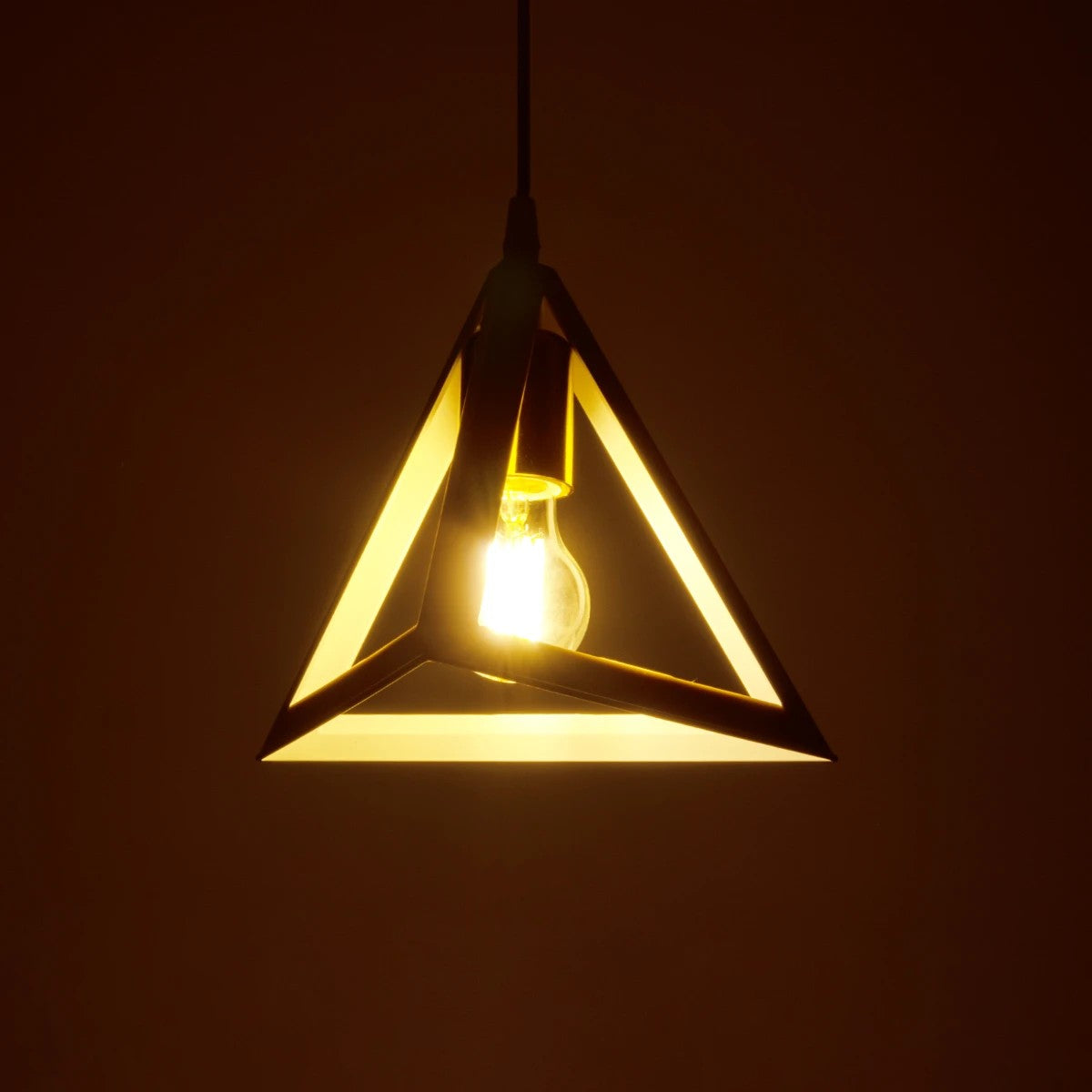 TRIANGLE 203-0165 Μοντέρνο Κρεμαστό Φωτιστικό Οροφής με Ντουί 1 x E27 AC 220-240V IP20 - Λευκό & Χάλκινο - Μ24 x Π24 x Υ22