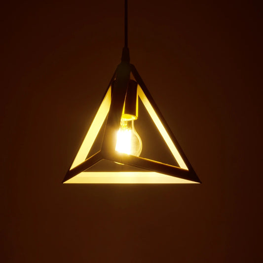 TRIANGLE 203-0165 Μοντέρνο Κρεμαστό Φωτιστικό Οροφής με Ντουί 1 x E27 AC 220-240V IP20 - Λευκό & Χάλκινο - Μ24 x Π24 x Υ22