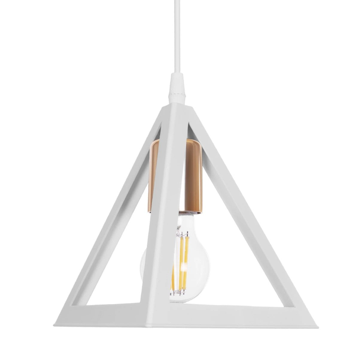 TRIANGLE 203-0165 Μοντέρνο Κρεμαστό Φωτιστικό Οροφής με Ντουί 1 x E27 AC 220-240V IP20 - Λευκό & Χάλκινο - Μ24 x Π24 x Υ22