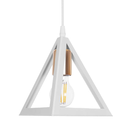 TRIANGLE 203-0165 Μοντέρνο Κρεμαστό Φωτιστικό Οροφής με Ντουί 1 x E27 AC 220-240V IP20 - Λευκό & Χάλκινο - Μ24 x Π24 x Υ22