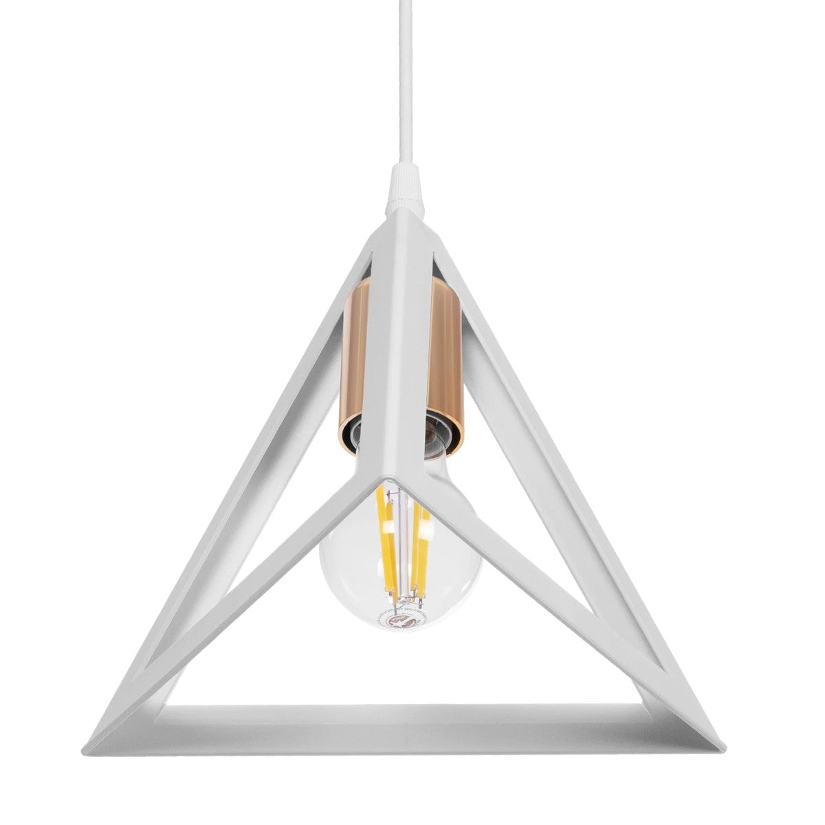 TRIANGLE 203-0165 Μοντέρνο Κρεμαστό Φωτιστικό Οροφής με Ντουί 1 x E27 AC 220-240V IP20 - Λευκό & Χάλκινο - Μ24 x Π24 x Υ22