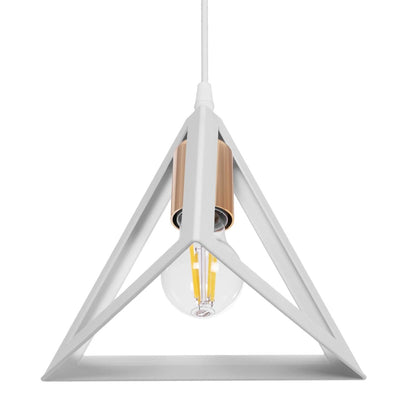 TRIANGLE 203-0165 Μοντέρνο Κρεμαστό Φωτιστικό Οροφής με Ντουί 1 x E27 AC 220-240V IP20 - Λευκό & Χάλκινο - Μ24 x Π24 x Υ22