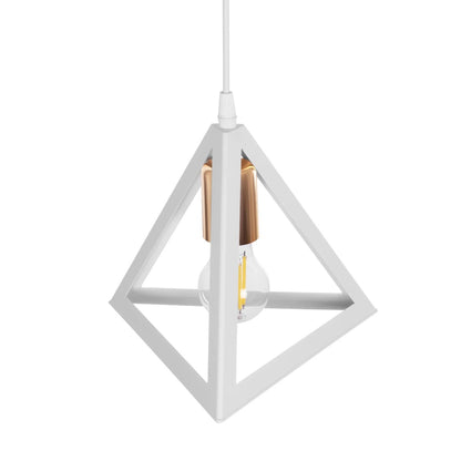 TRIANGLE 203-0165 Μοντέρνο Κρεμαστό Φωτιστικό Οροφής με Ντουί 1 x E27 AC 220-240V IP20 - Λευκό & Χάλκινο - Μ24 x Π24 x Υ22