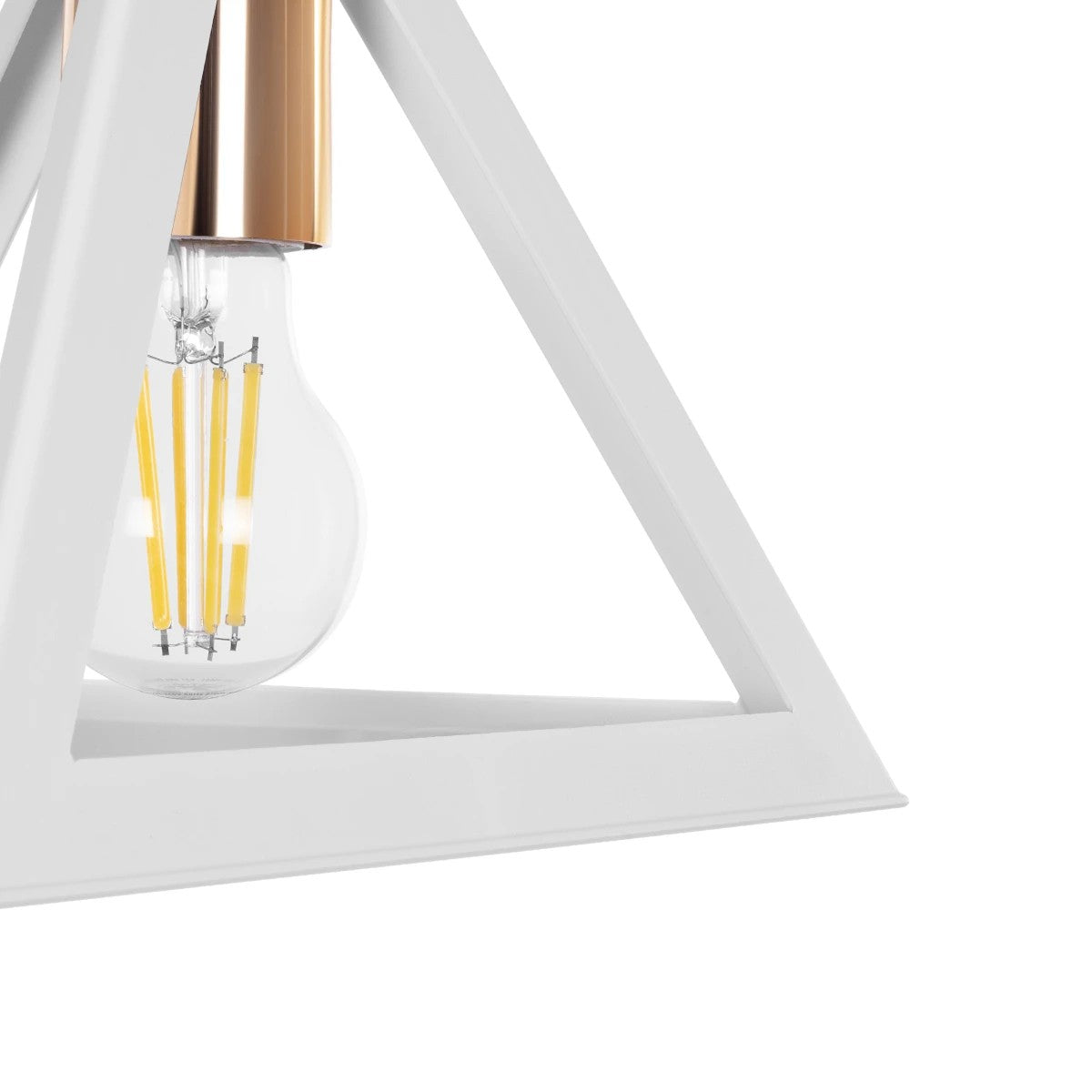 TRIANGLE 203-0165 Μοντέρνο Κρεμαστό Φωτιστικό Οροφής με Ντουί 1 x E27 AC 220-240V IP20 - Λευκό & Χάλκινο - Μ24 x Π24 x Υ22