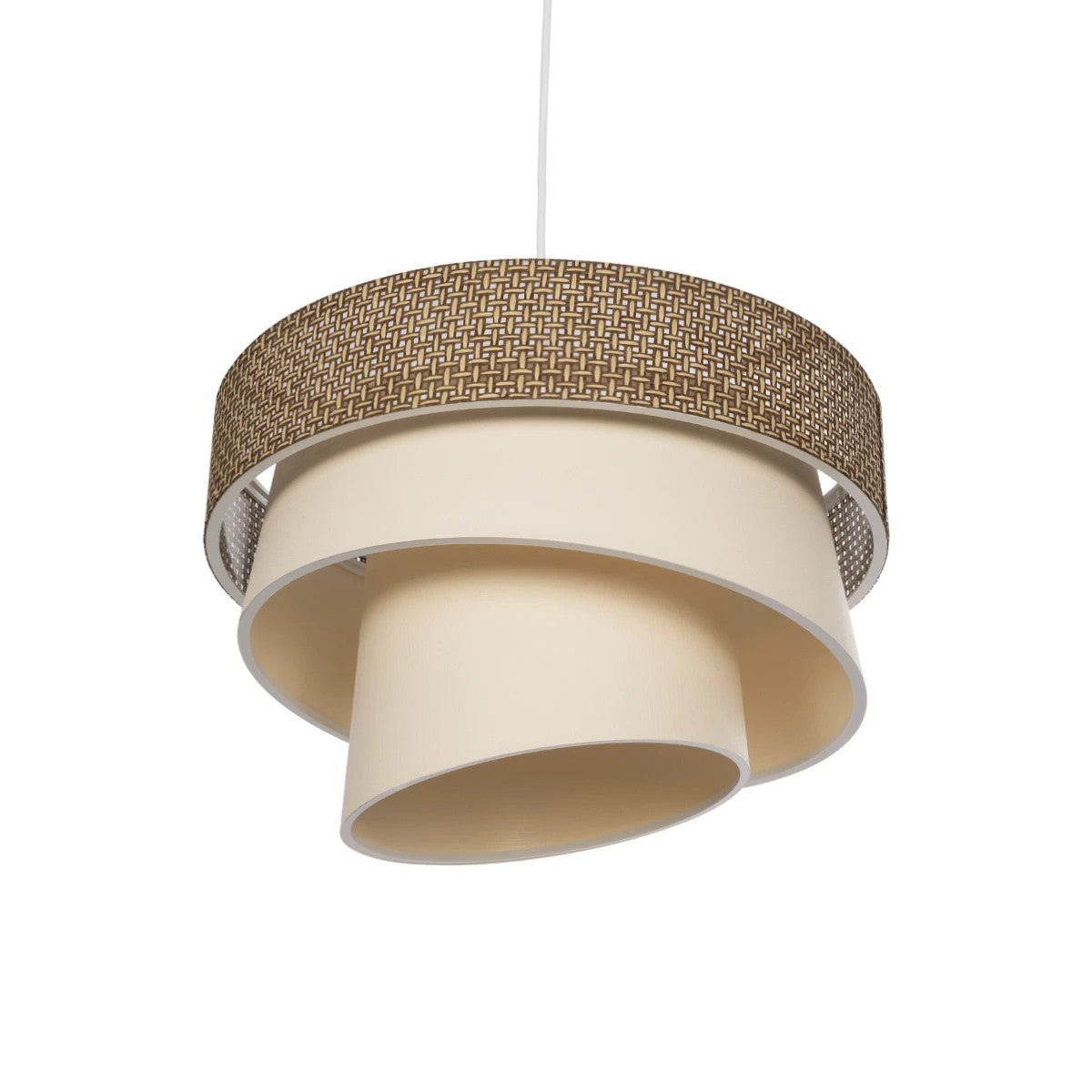 SIERA 203-0169 Μοντέρνο Κρεμαστό Φωτιστικό Οροφής με Ντουί 1 x E27 AC 220-240V IP20 - Καφέ & Μπεζ - Μ38 x Π38 x Υ26