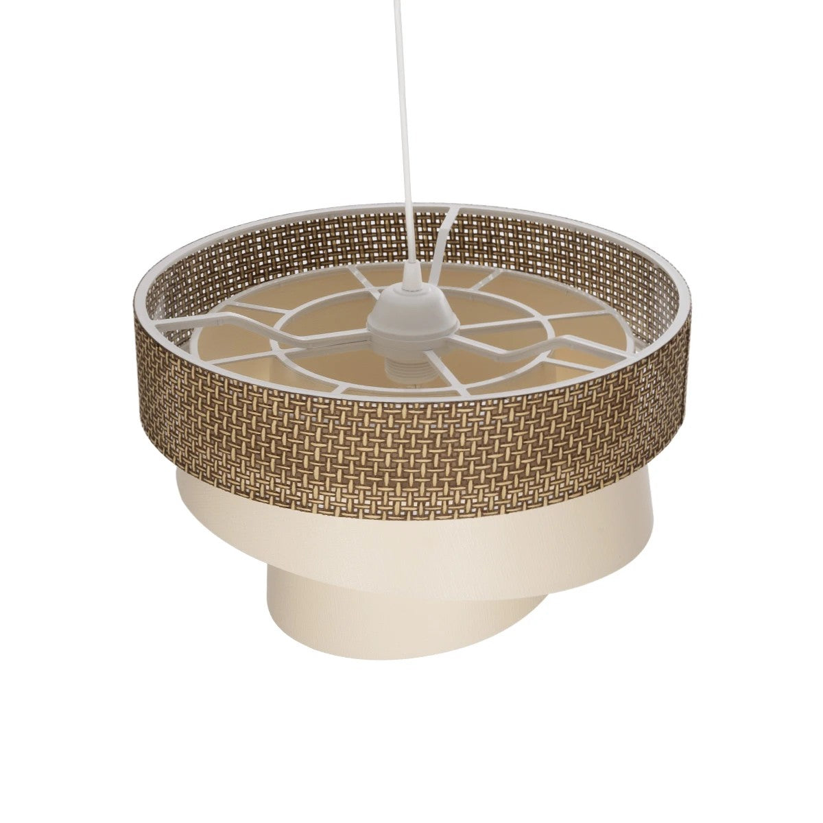 SIERA 203-0169 Μοντέρνο Κρεμαστό Φωτιστικό Οροφής με Ντουί 1 x E27 AC 220-240V IP20 - Καφέ & Μπεζ - Μ38 x Π38 x Υ26