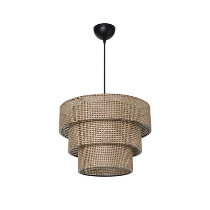 LEVEL 203-0171 Μοντέρνο Κρεμαστό Φωτιστικό Καπέλο Μονόφωτο 1 x E27 IP20 Καφέ Διάτρητο Ύφασμα - Μ38 x Π38 x Υ30cm