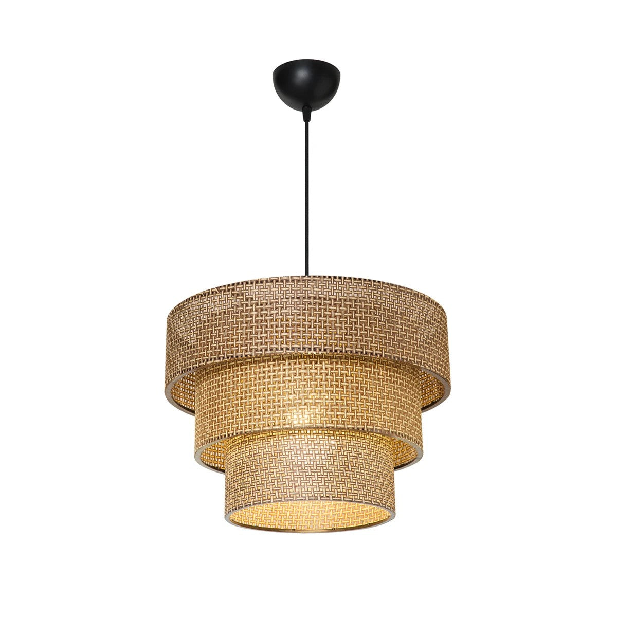 LEVEL 203-0171 Μοντέρνο Κρεμαστό Φωτιστικό Καπέλο Μονόφωτο 1 x E27 IP20 Καφέ Διάτρητο Ύφασμα - Μ38 x Π38 x Υ30cm