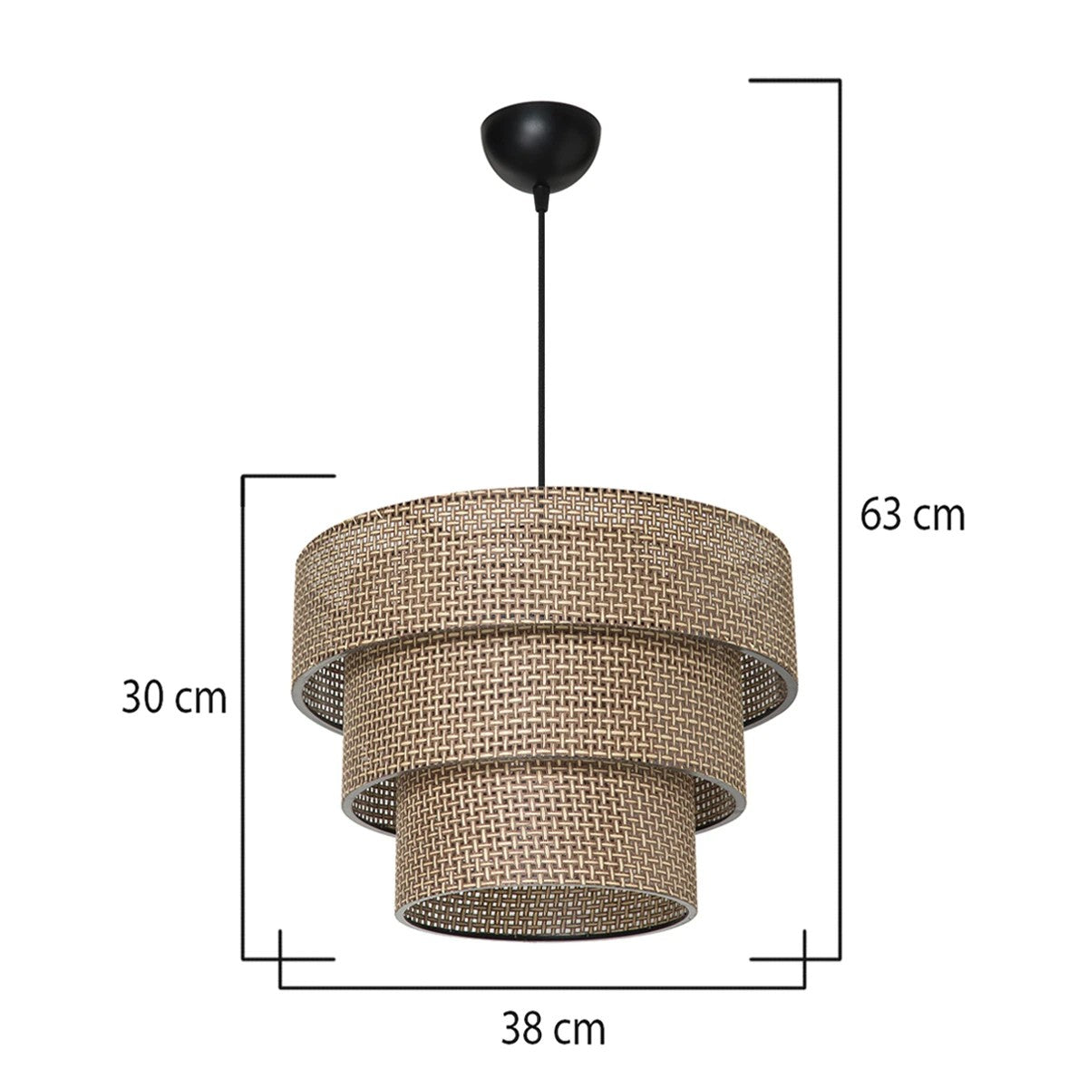 LEVEL 203-0171 Μοντέρνο Κρεμαστό Φωτιστικό Καπέλο Μονόφωτο 1 x E27 IP20 Καφέ Διάτρητο Ύφασμα - Μ38 x Π38 x Υ30cm