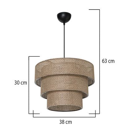 LEVEL 203-0171 Μοντέρνο Κρεμαστό Φωτιστικό Καπέλο Μονόφωτο 1 x E27 IP20 Καφέ Διάτρητο Ύφασμα - Μ38 x Π38 x Υ30cm