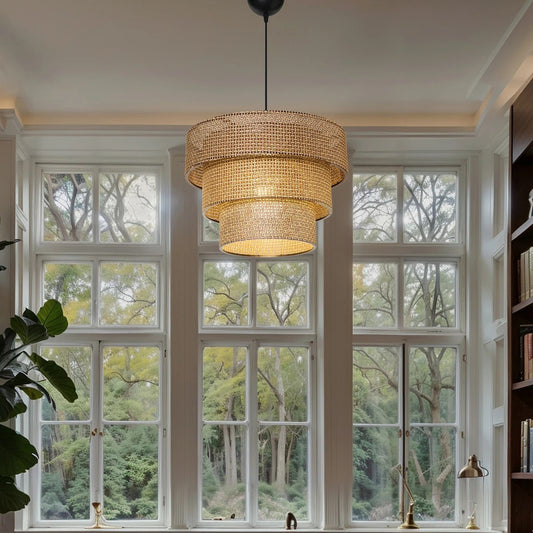 LEVEL 203-0171 Μοντέρνο Κρεμαστό Φωτιστικό Καπέλο Μονόφωτο 1 x E27 IP20 Καφέ Διάτρητο Ύφασμα - Μ38 x Π38 x Υ30cm