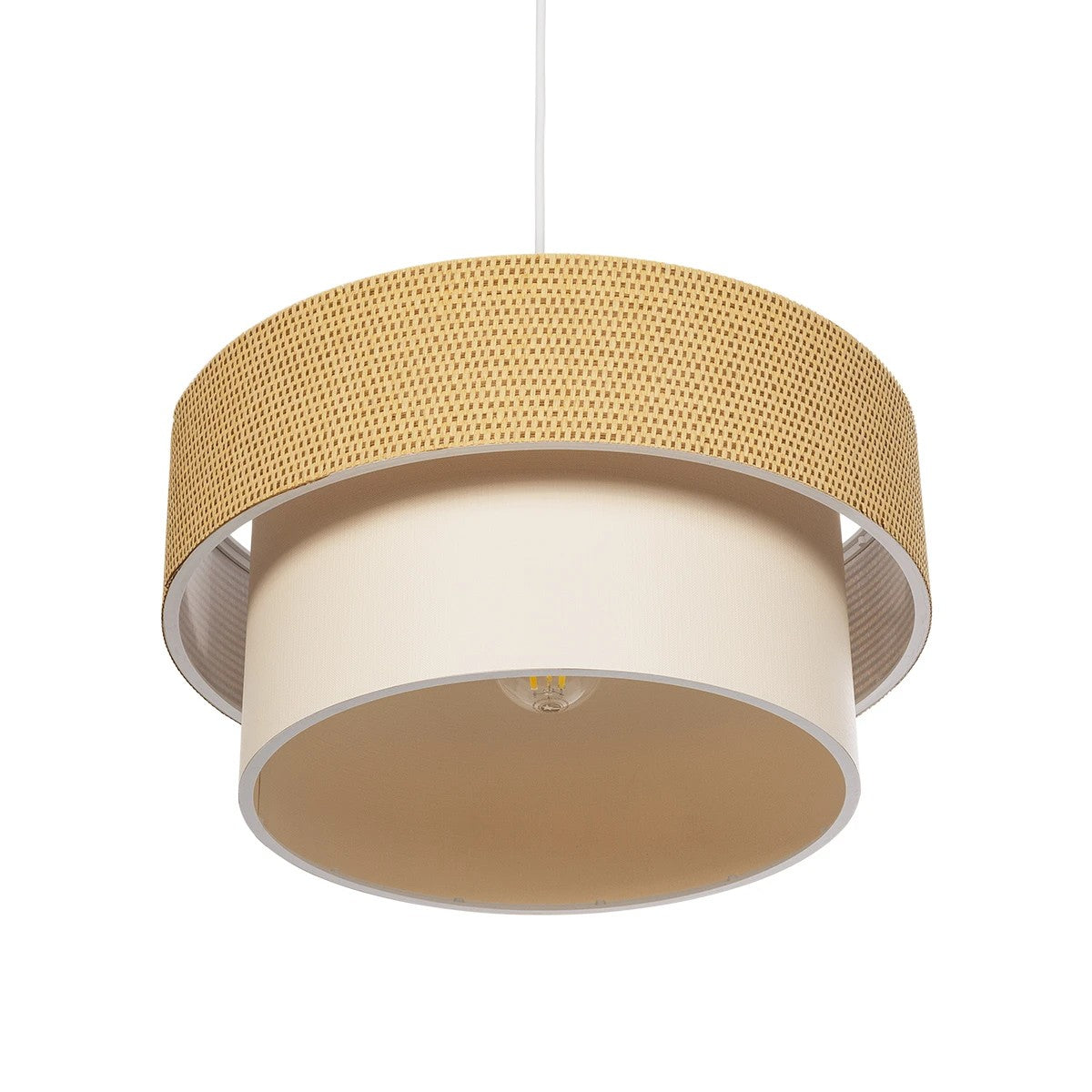 LIVA 203-0174 Μοντέρνο Κρεμαστό Φωτιστικό Οροφής με Ντουί 1 x E27 AC 220-240V IP20 - Μπεζ - Μ38 x Π38 x Υ30