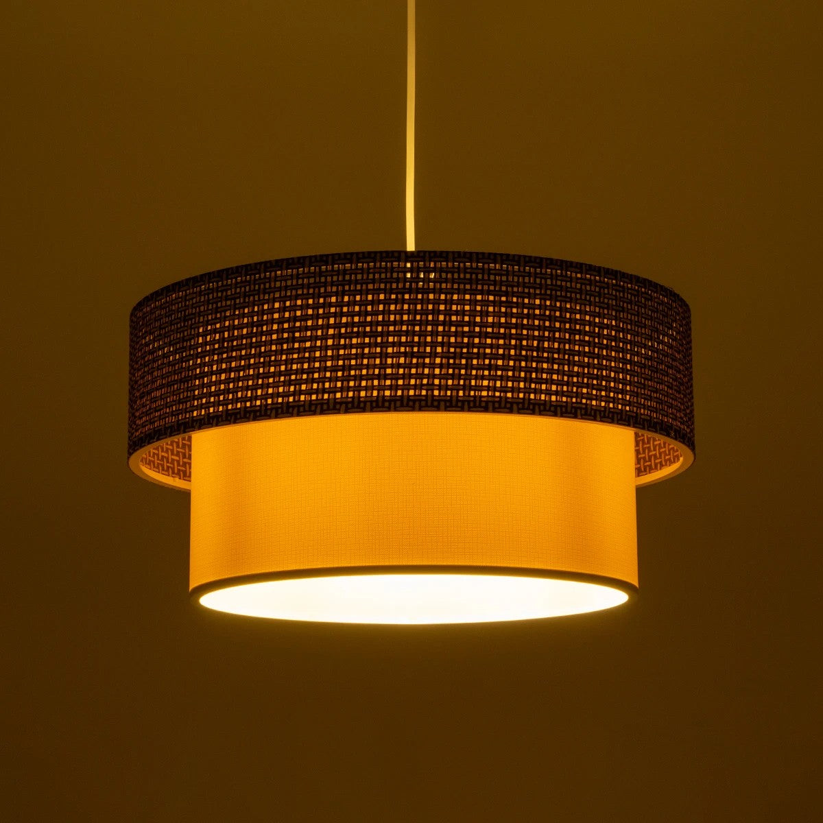 LIVA 203-0175 Μοντέρνο Κρεμαστό Φωτιστικό Οροφής με Ντουί 1 x E27 AC 220-240V IP20 - Καφέ & Μπεζ - Μ38 x Π38 x Υ30