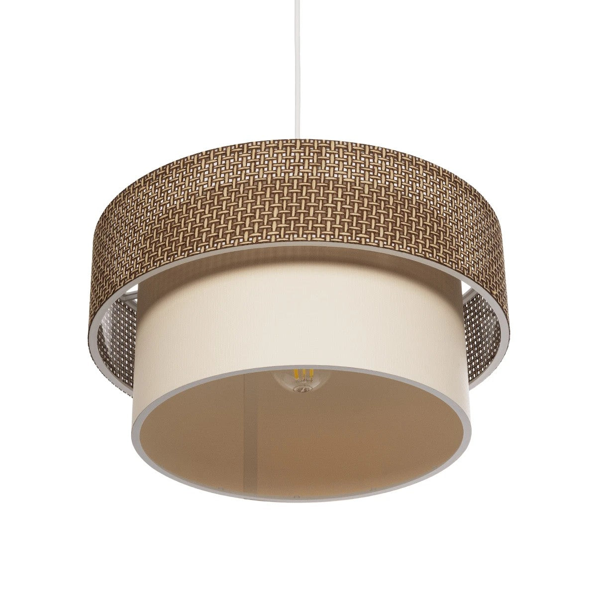 LIVA 203-0175 Μοντέρνο Κρεμαστό Φωτιστικό Οροφής με Ντουί 1 x E27 AC 220-240V IP20 - Καφέ & Μπεζ - Μ38 x Π38 x Υ30